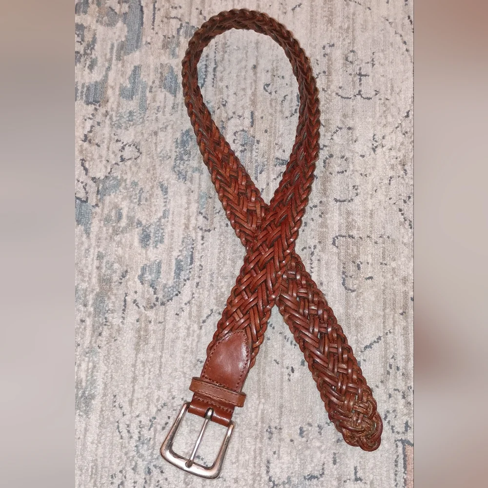 Fossil Vintage Brown leather woven women's belt Size Small